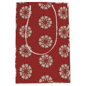 Dark red and white Norwegian Rosemaling floral Mittlere Geschenktüte (Vorderseite)