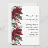 Dark Red and White Poinsettia Christmas Party | Einladung (Vorderseite)