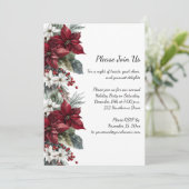 Dark Red and White Poinsettia Christmas Party | Einladung (Stehend Vorderseite)