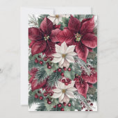 Dark Red and White Poinsettia Christmas Party | Einladung (Rückseite)