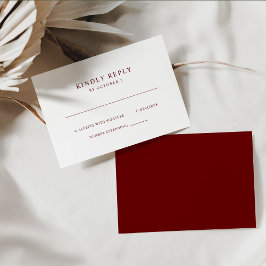 Dark Red and White Simple Elegantext | Hochzeit RSVP Karte