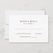 Dark Red and White Simple Elegantext | Hochzeit RSVP Karte (Vorderseite)