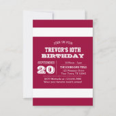 Dark Red and White Team Einladung zum Geburtstag (Vorderseite)
