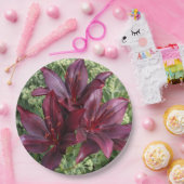 Dark Red Asiatic Lilies Floral Pappteller (Party)