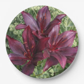 Dark Red Asiatic Lilies Floral Pappteller (Vorderseite)