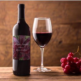 Dark Red Asiatic Lilies Personalized Floral Weinetikett