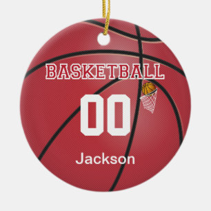 Dark Red Basketball   DIY Name & Number Keramik Ornament