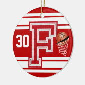Dark Red Basketball - School Letters - F Keramik Ornament (Links)