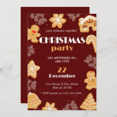 Dark Red Beige Niedlich Simple Christmas Party Einladung (Vorne/Hinten)