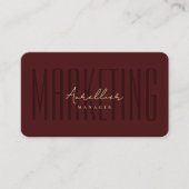 Dark Red Beruflich Marketing Monogram Visitenkarte (Vorderseite)