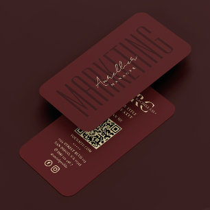 Dark Red Beruflich Marketing Monogram Visitenkarte