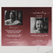 Dark Red Beuneral Order of Service Folded Program (Vorderseite)