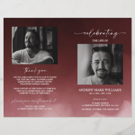 Dark Red Beuneral Order of Service Folded Program