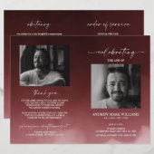 Dark Red Beuneral Order of Service Folded Program (Vorne/Hinten)