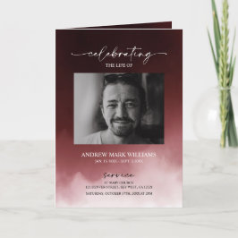 Dark Red Beuneral Order of Service Folded Program Karte