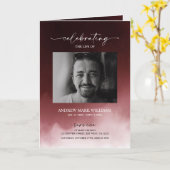 Dark Red Beuneral Order of Service Folded Program Karte (Gelbe Blume)