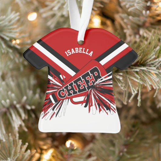 Dark Red, Black and White Cheerleader 📣 💖 Ornament (Baum)