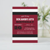 Dark Red Black and White Team Einladung zum Geburt (Stehend Vorderseite)