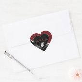 Dark Red Black mit Hearts Wavy Silver Vielen Dank Herz-Aufkleber (Umschlag)