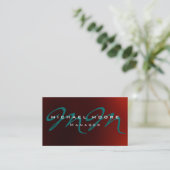 Dark Red Blue Monogram Business Card Visitenkarte (Stehend Vorderseite)