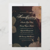 Dark Red Botanical Gothic Boho Floral Handfasting Einladung (Vorderseite)