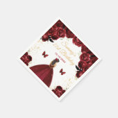 Dark Red Brünett Hair Princess Birthday Party Serviette (Ecke)