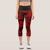 Dark Red Camouflage Capri Leggings (Vorderseite)