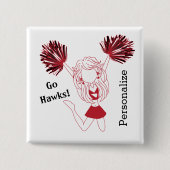 Dark Red Cheerleader Girl | DIY Text Button (Vorderseite)