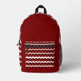 Dark Red Chevron Backpack – Stylish & Chic Bedruckter Rucksack