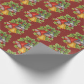 Dark Red Christmas Bells Wrapping Paper Geschenkpapier (Ecke)