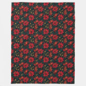 Dark Red Christmas Floral Pattern Fleecedecke (Vorderseite)