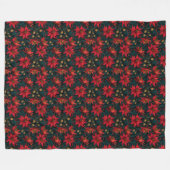 Dark Red Christmas Floral Pattern Fleecedecke (Vorderseite (Horizontal))