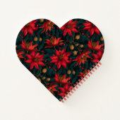 Dark Red Christmas Floral Pattern Notizblock (Rückseite)