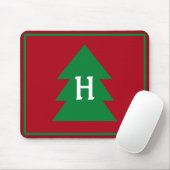Dark Red Christmas Tree Custom Initial Elegant Mousepad (Mit Mouse)