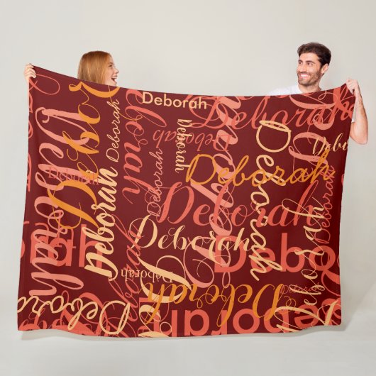 Dark Red Color Repeating Names Fleecedecke (Beispiel)