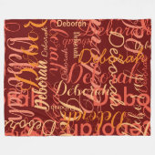 Dark Red Color Repeating Names Fleecedecke (Vorderseite (Horizontal))