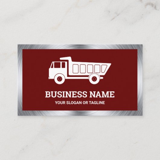 Dark Red Construction Hauling Dump Truck Visitenkarte (Vorderseite)