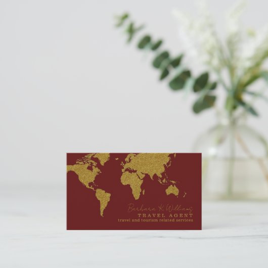 Dark Red Contact Card for travel agents Visitenkarte (Stehend Vorderseite)