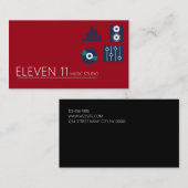 Dark Red Cool Music Studio Business Card Visitenkarte (Vorne/Hinten)