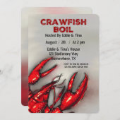 Dark Red Crawfish Boil Party Einladung (Vorne/Hinten)