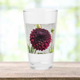 Dark Red Dahlia Bloom Floral Drinks Glas