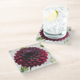 Dark Red Dahlia Bloom Floral Glasuntersetzer