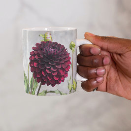 Dark Red Dahlia Bloom Floral Tasse