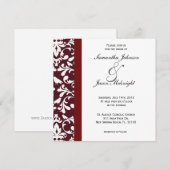 Dark Red Damask Hochzeit einladen Einladung (Vorne/Hinten)