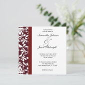 Dark Red Damask Hochzeit einladen Einladung (Stehend Vorderseite)