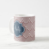 Dark Red Deko Scallops Navy Blue Monogram Name Kaffeetasse (Vorderseite Links)