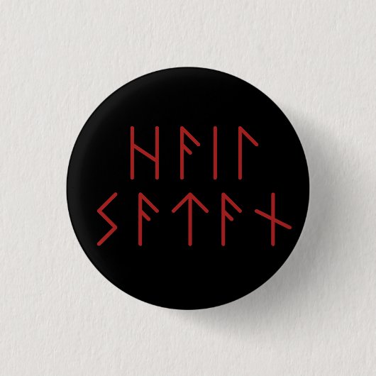 Dark Red Elder Futhark Hail Satan Button (Vorderseite)