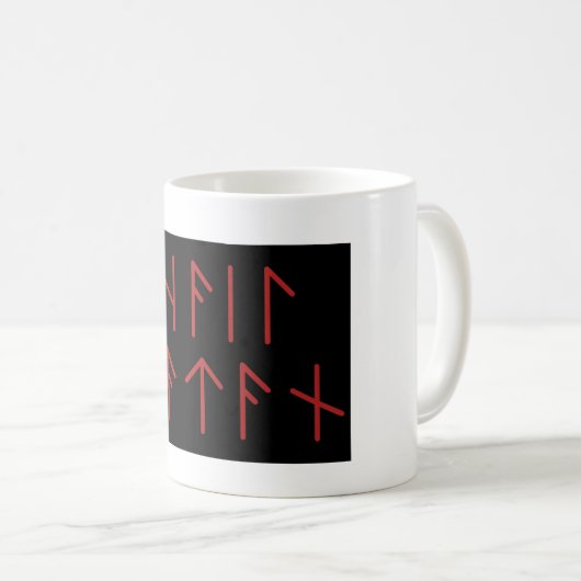 Dark Red Elder Futhark Hail Satan Kaffeetasse (VorderseiteRechts)