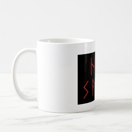 Dark Red Elder Futhark Hail Satan Kaffeetasse (Links)
