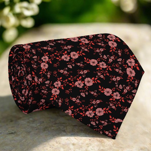 Dark Red Elegant Tiny Floral Muster Hochzeit Krawatte